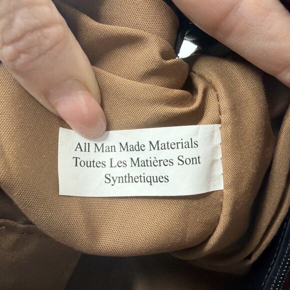 Sondra Roberts Squared Vegan Leather Brown Suede Clutch Purse Makeup Bag Travel - Picture 13 of 14